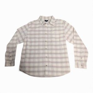 George Men's White Plaid Long-Sleeve Button-Down Shirt‎ XL